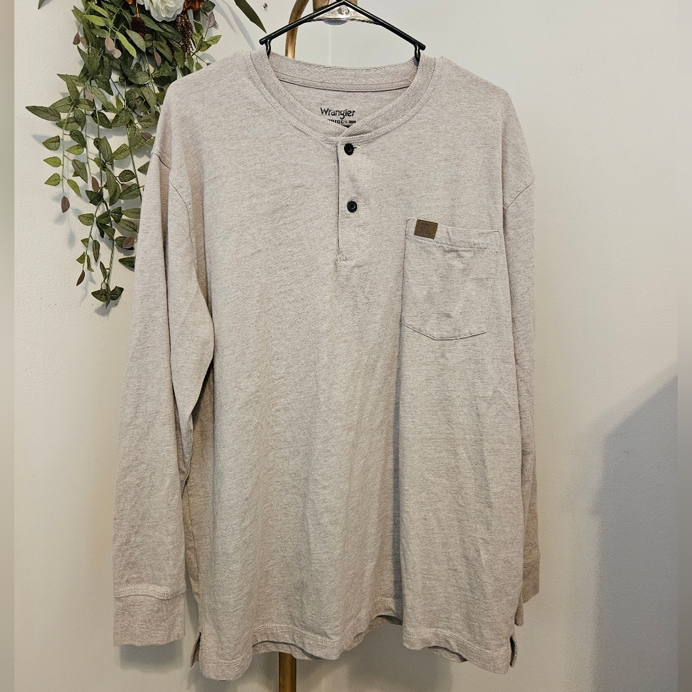 Wrangler Riggs Long Sleeve Heather Tan Button Work Shirt